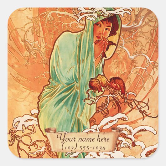 Stickers Mucha Winter Art Nouveau (Devant)