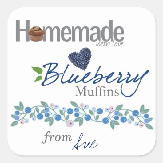 Stickers Muffin Blueberry faits maison personnalis (Devant)