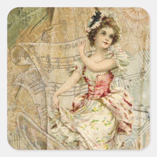 Stickers musicaux pour filles de danse victorienne (Devant)