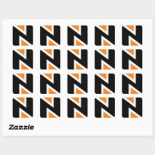 Stickers N Lettre Orange Et Noire (Feuille)