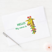 Stickers Nametag de Noël Giraffe drôle avec lumièr (Enveloppe)