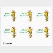 Stickers Nametag de Noël Giraffe drôle avec lumièr (Feuille)