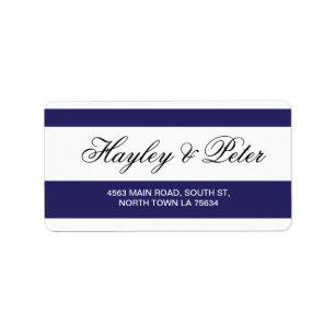 Stickers Navy White Elegant Stripe Adresetiketten
