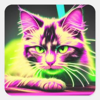 Stickers Neon Feline Fiesta : Ado Girl Birthday