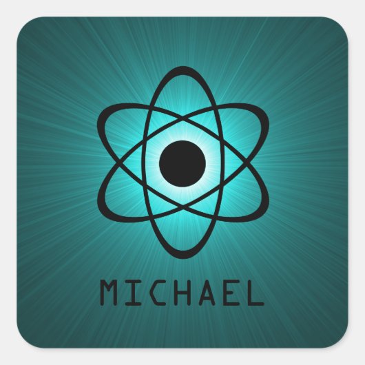 Stickers Nerdy atomique personnalisable, Turquoise (Devant)