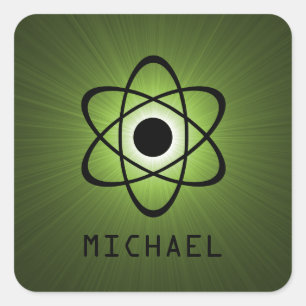 Stickers Nerdy atomique personnalisable, Vert