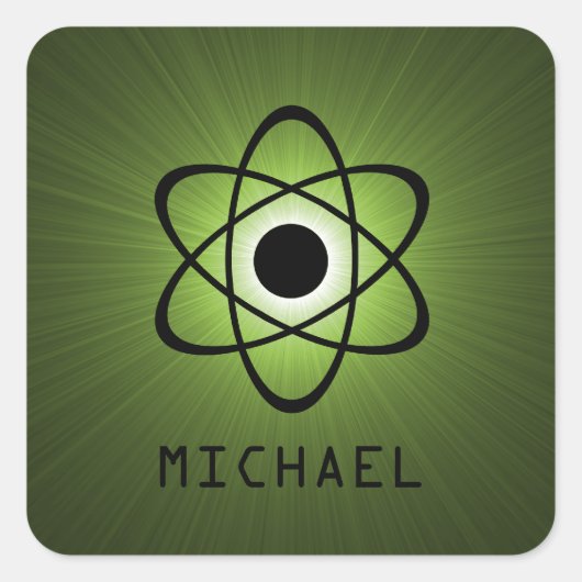 Stickers Nerdy atomique personnalisable, Vert (Devant)