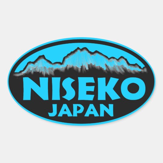 stickers Niseko Japon bleu ovale (Devant)