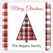 Stickers Noël Arbre de Noël Rouge Plaid (Devant)