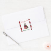 Stickers Noël Arbre de Noël Rouge Plaid (Enveloppe)