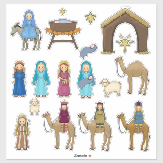 Stickers Noël de la Nativité (Feuille)