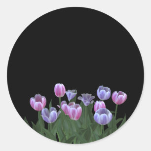 Stickers Noir aux jolies fleurs de tulipe