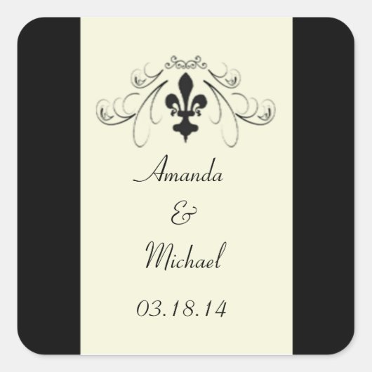 Stickers Noir Blanc Fleur de Lis Mariage (Devant)