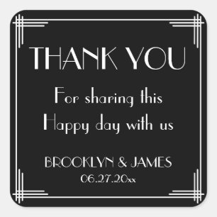 Stickers Noir Blanc Grand Gatsby Art Déco Mariage