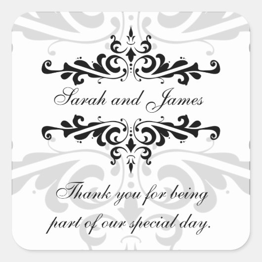 Stickers Noir Blanc Merci de mariage Favoriser (Devant)