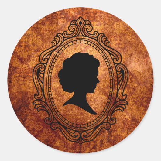 Stickers Noir Cameo Orange Grunge Petits Ronds (Devant)