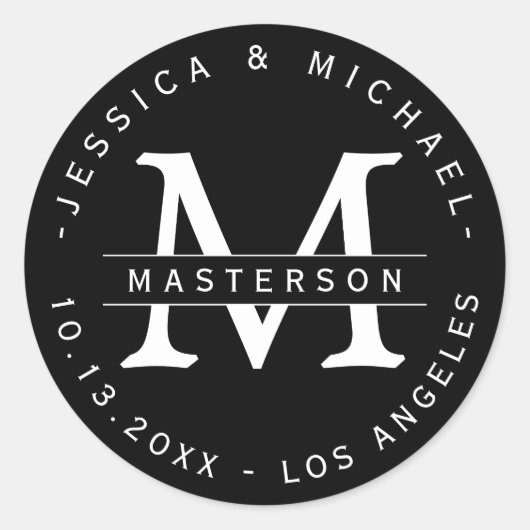 Stickers Noir et Blanc Classique Monogramme Mariag (Devant)