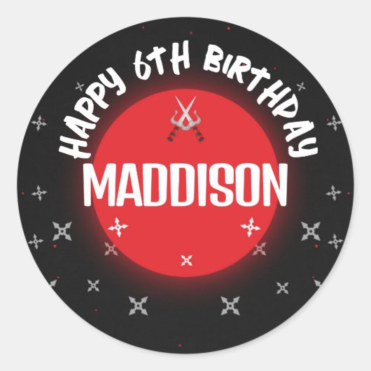 Stickers Noir Ninja Anniversaire Party Classic ron (Devant)