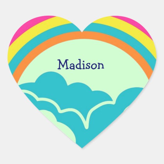 Stickers Nom Coeur Arc-en-ciel Enfants (Devant)