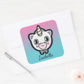 Stickers Nom de Cute Unicorn Emoji Ombre (Enveloppe)