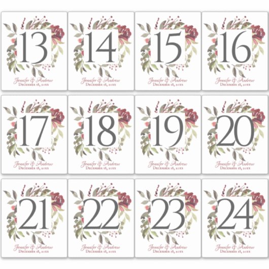 Stickers Numéro de tableau Rose Woodland (Devant)