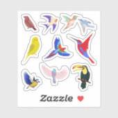 Stickers Oiseaux colorés (Feuille)