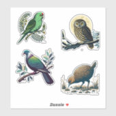 Stickers Oiseaux Nouvelle-Zélande (Feuille)