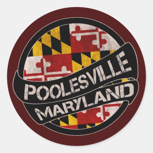 Stickers onder de vlag van Poolesville Maryland (Voorkant)