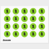 Stickers One Small Round Green Number par Janz (Feuille)