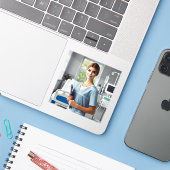 Stickers ontworpen verpleegdag (Laptop met iPhone)