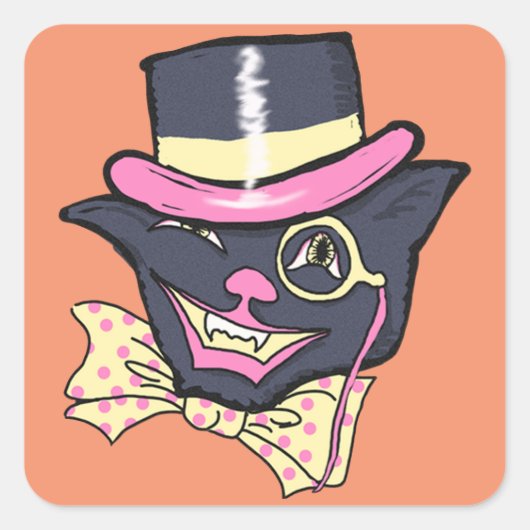 Stickers op het  Cat Halloween-plein (Voorkant)