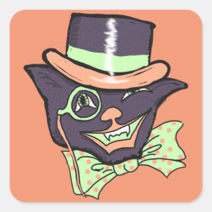 Stickers op het Halloween Cat Square