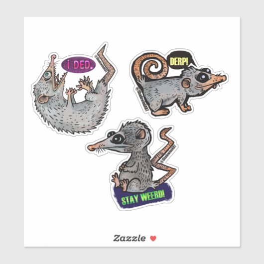 stickers opossum idiot (Feuille)