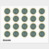 Stickers or et Turquoise monogrammes (Feuille)