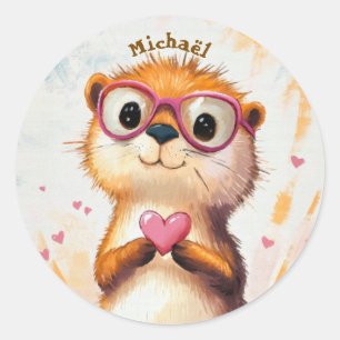 Stickers Otter Valentine's Day Kids School