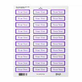 Stickers ou Étiquettes violets moyens avec texte p (Feuille entière)