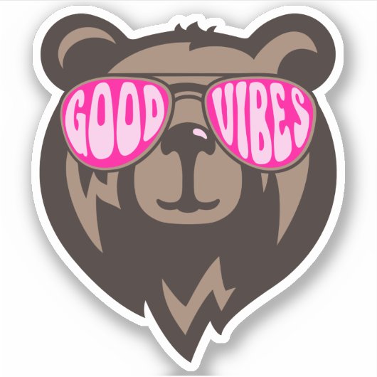 Stickers Ours amusants Good Vibes (Devant)