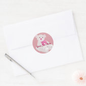 Stickers Ours en Teddy blanc et rose (Enveloppe)