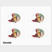 Stickers ovale au crayon de superhero (Feuille)