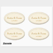 Stickers Ovale crème simple (Feuille)