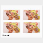 Stickers Ovale de la Dame Victorienne Casquette Fl (Feuille)