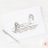 Stickers Ovale Élégants de Sirène Tirée À La Main (Enveloppe)