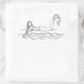 Stickers Ovale Élégants de Sirène Tirée À La Main (Sac)