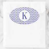Stickers ovale KNIT LIGNE BLEUE + Initiale (Sac)