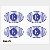 Stickers ovale KNIT LIGNE BLEUE + Initiale II (Feuille)