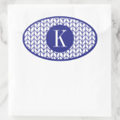 Stickers ovale KNIT LIGNE BLEUE + Initiale II (Sac)