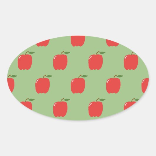 Stickers ovale Pommes (Sage Green & Red) (Devant)
