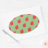 Stickers ovale Pommes (Sage Green & Red) (Enveloppe)