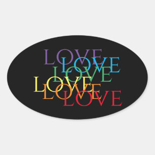 Stickers ovale RAINBOW LOVE II