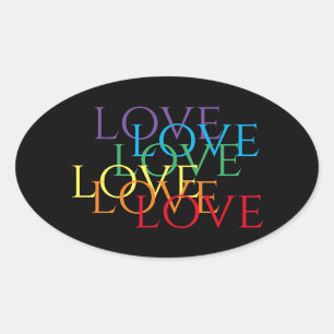 Stickers ovale RAINBOW LOVE II